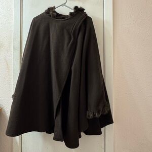 Blushe by Spiegel Fur Lined Hooded 100% Wool Cape // ONE SIZE